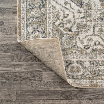 Keesha Bold Distressed Medallion Low-Pile Machine-Washable Area Rug